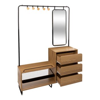 Armario Ropero Bodolz (2 Puertas 1 Perchero 1 Cajones 1 Espejo) Mdf 176 X 80  X 52 Cm - Efecto Roble Sonoma [en.casa] con Ofertas en Carrefour