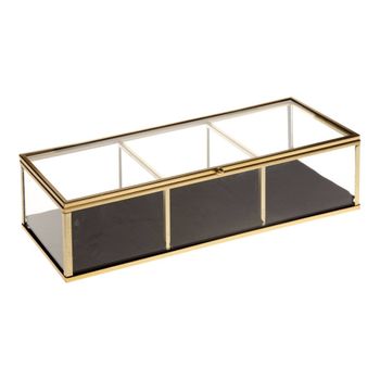 Caja De Cristal De Terciopelo Dorado Para Joyas