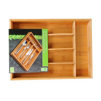 Pack 6 Unids - Bandeja Almacenamiento Cubiertos Bamboo 34x25x45cm - Neoferr..