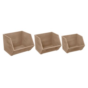 Juego De 3 Cajas De Madera Apilables