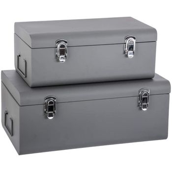 Juego De 2 Cajas De Metal Gris