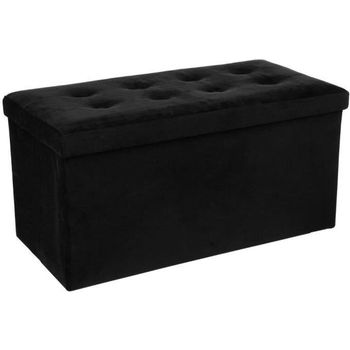 Puff De Terciopelo Lysandre - Negro - 75,7x37,5x38cm Atmosphera