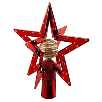 Estrella De Cresta Con Bola Rojo Y Oro Pvc Atmosphera 19 Cm Rojo