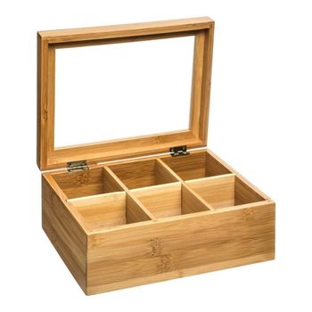 Caja para Infusiones Versa New Lines Madera (17 x 7 x 24 cm