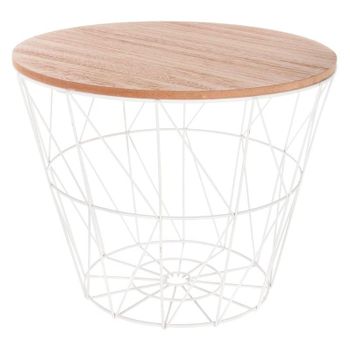 Mesa De Centro Kumi Atmosphera Blanco/madera 30,5x38x38 Cm