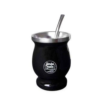 Taza De Mate Negra Y Bombilla - 230 Ml