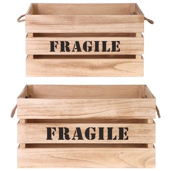 Set 2 Cajas Madera "fragile" Cmp Iberica