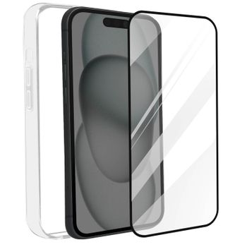 Funda Para Iphone 15, Flexible Y Transparente, Con Vidrio Templado 9h