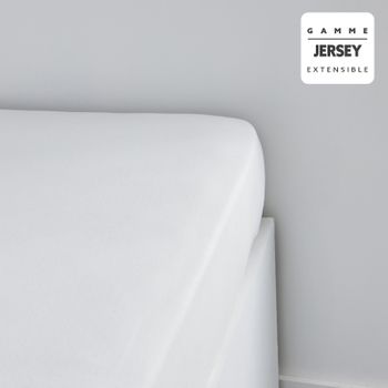Sábana Bajera Ajustable De Punto De Algodón Jersey Cotton. Blanco 160/180x200cm