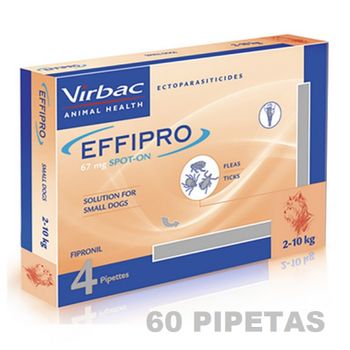 Effipro Spot On 60 Pipetas Antiparasitarias De 67 Mg Para Perros Pequeños