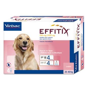 Pipetas Effitix L Para Perros Grandes (20 A 40 Kg) Anti Parásitos, Pulgas, Garrapatas Y Flebotomos - Caja 4 Pipetas