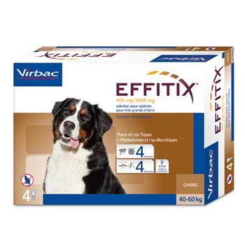 Pipetas Effitix Xl Para Perros Gigantes (40 A 60 Kg) Anti Parásitos, Pulgas, Garrapatas Y Flebotomos - Caja 4 Pipetas