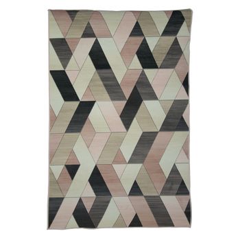 Alfombra Salón, Dormitorios Terciopelo Pelo Suave Motivos Geométricos Rosa Gris Blanco Negro 80x120cm