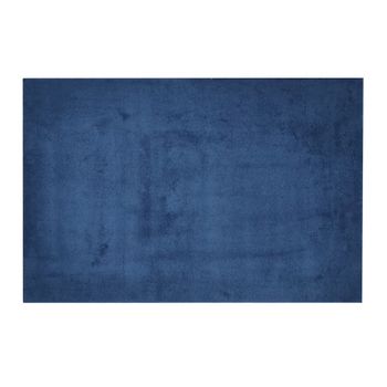 Alfombra Microfibra Salón, Baño, Dormitorio Azul Liso Pelo Suave 80x120cm