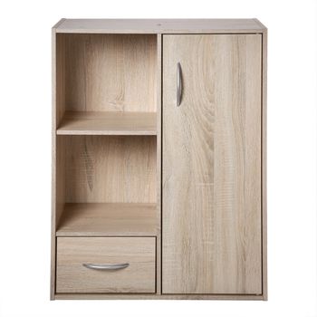 Estante De Almacenamiento Con 2 Compartimentos, 1 Cajón Y 1 Armario - L61,5 Cm - L 61.5  X A 29.5  X H 80  Cm