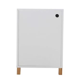 Gabinete Blanco De 1 Puerta Con Patas De Madera - A57cm - L 40  X A 40  X H 57  Cm