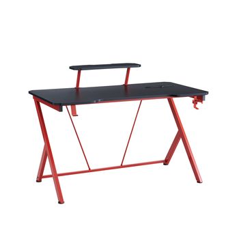 Escritorio Gamer Negro Y Rojo Con Tableta Y Accesorios - L130 Cm - L 130  X A 70  X H 75.5  Cm - Negro