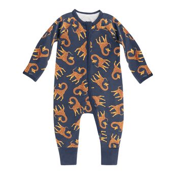 Dim Pijama De Bebé Con Cremallera Bidireccional Azul Marino Con Estampado Jirafas