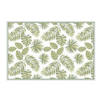 Alfombra De Salón Tropicala  180x120x1.5 Cm Color Verde, Blanco Vente-unique