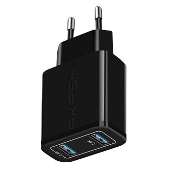 Adaptador Cargador Doble Usb De Red Enchufe 2a Negro Universal con Ofertas  en Carrefour