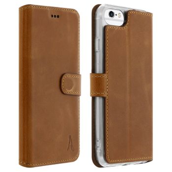 Funda Iphone 6 / 6s / 7 / 8 Cartera De Piel Función Soporte Akashi - Camel