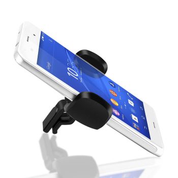 Soporte Coche Smartphone Fijación Rejilla Ventilación Gira 360º Akashi Negro