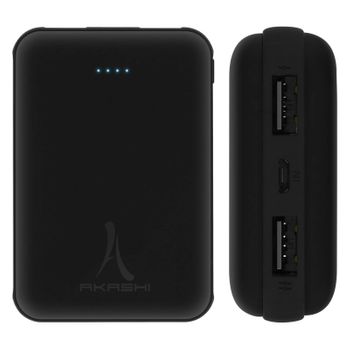 Batería De Emergencia 10000 Mah 2 Puertos Usb + 1 Micro-usb Akashi - Negra