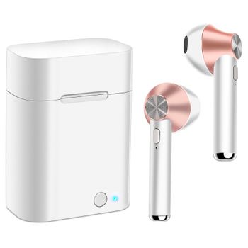 Akashi Altpnkearb Earbuds Wireless Blanco Rosa Auriculares Inalámbricos Bluetooth Con Estuche Batería