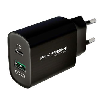 Akashi Cargador De Pared/negro/usb-c/20w