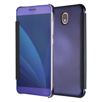 Funda Y Carcasa De Pu Espejo Inteligente Chapado Ver Flip - Pourpre Para Samsung Galaxy J3 (2017)