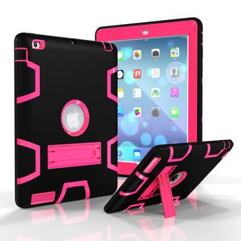 Funda   armadura Defensor Kickstand Rosa Negra Para Apple Ipad 3,ipad 2,ipad 4