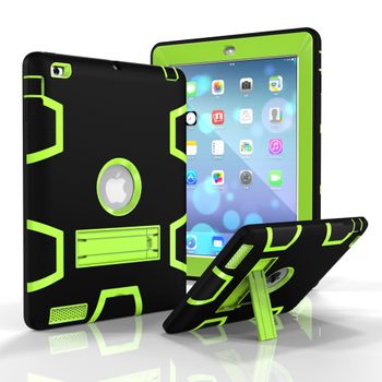 Funda   defensor De Blindaje Protector Kickstand Negro Verde Para Apple Ipad 3,ipad 2,ipad 4