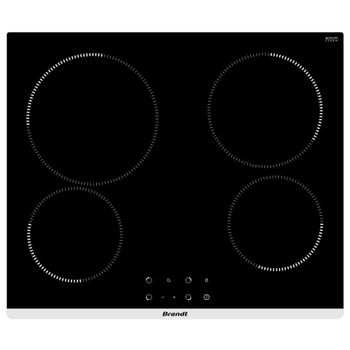 Brandt Vitrocerámica 60cm 4 Fuegos 6300w Negro - Bpv1641b