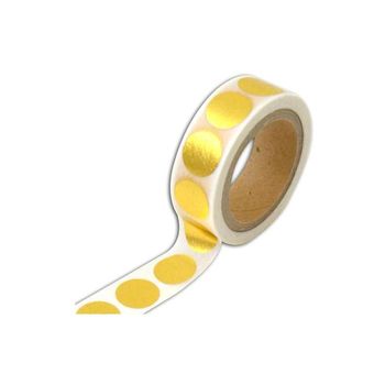 Masking Tape Blanco Con Rondas Doradas - 10 M