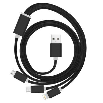 Cable Usb 3 En 1 Conector Iphone + Micro-usb + Usb Tipo C