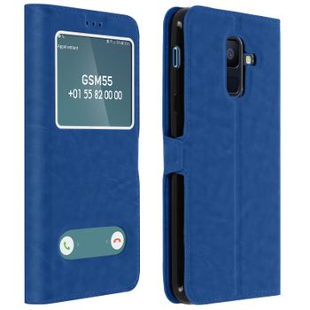 Funda Samsung Galaxy A6 Plus Libro Con Doble Ventana Carcasa De Silicona – Azul