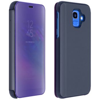 Funda Libro Efecto Espejo Violeta Samsung Galaxy J6 Tapa Translúcida Soporte