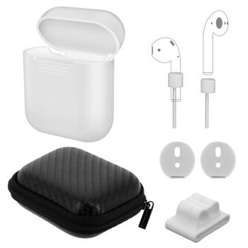 Funda Airpods 1 Y 2 Silicona Antihuellas Con Mosquetón - Negro con Ofertas  en Carrefour