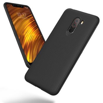 Carcasa Xiaomi Pocophone F1 A Rayas De Silicona - Negra