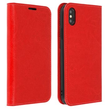 Funda Apple Iphone Xs Max De Cuero Billetera Función Soporte – Roja