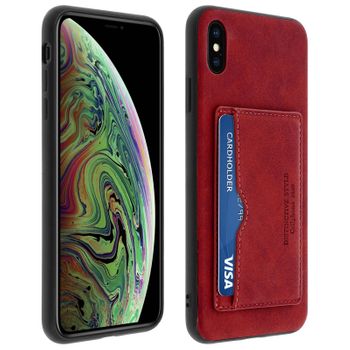 Carcasa Protectora Iphone Xs Max Tarjetas Función Soporte – Roja