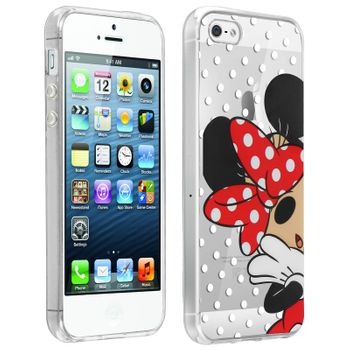 Carcasa Iphone 5 / 5s / Se Minnie Mouse Lunares Disney Transparente