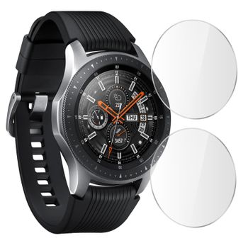 2x Protectores De Pantalla Galaxy Watch 46 Mm Cristal Templado Biselado Transp.