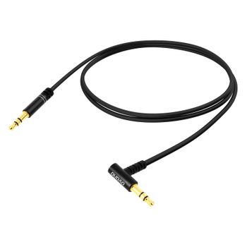 Cable Auxiliar Jack 3,5 Mm Forma De Codo Macho Macho 1 Metro Negro