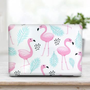 Carcasa Macbook Air 13''2017 Protectora Rígida Con Flamencos Sobre Fondo Blanco