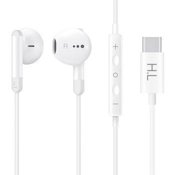 Auriculares Manos Libres Usb Tipo C Smartphone/tableta Micrófono Mando - Blanco