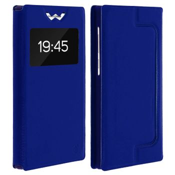 Funda Libro Con Ventana Smartphone 4,9'' - Azul - Función Soporte