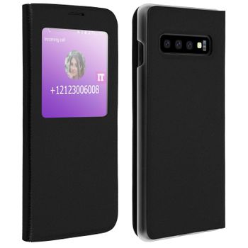 Funda Libro Samsung Galaxy S10 Con Ventana Carcasa Rígida – Negra