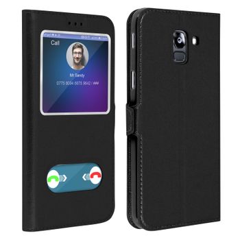 Funda Samsung Galaxy J6 Con Doble Ventana Carcasa De Silicona – Negro