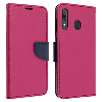 Funda Libro Cartera Samsung Galaxy A30 Función Soporte Fancy Style - Fucsia